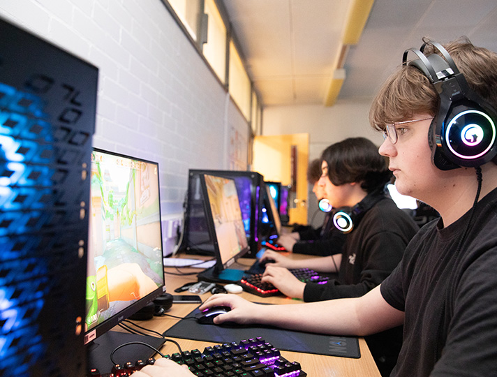 Student working on computer