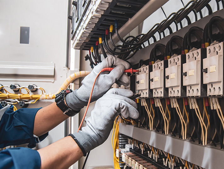 Student learning wiring and electricals 